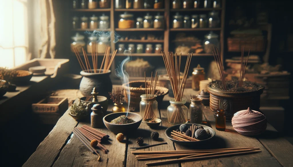 香材を粉にして成形した手作りのお香のイメージ