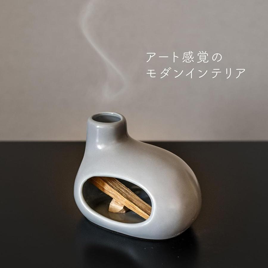 DANNY LIB 暖炉型セラミック香炉|グレーのサイズと仕様を示す画像