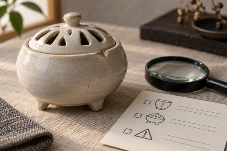 陶器の香炉にひび・欠けがあるときは使える?使用中止の判断
